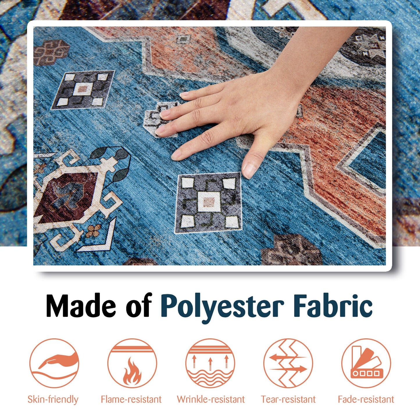 5 x 7 Inch Non-Shedding Distressed Vintage Indoor Area Rug Kids Crystal