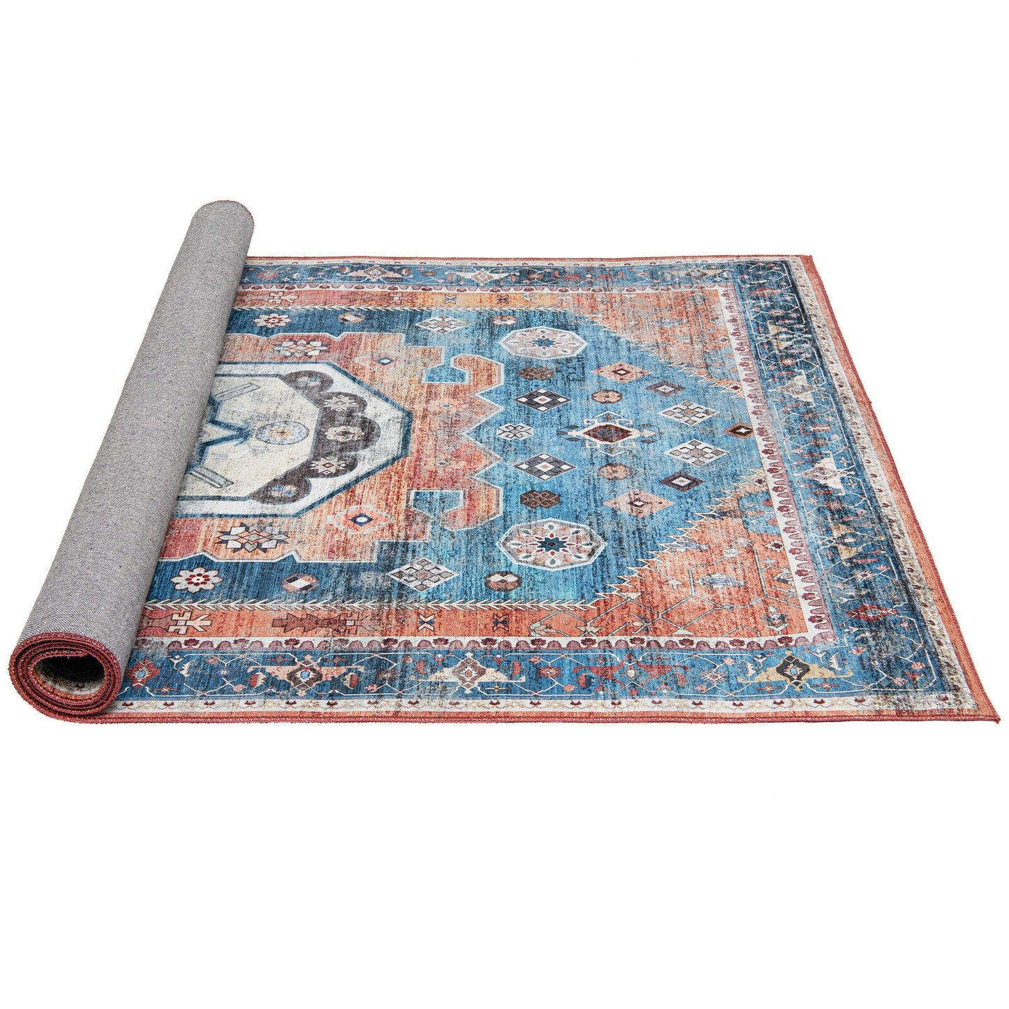 5 x 7 Inch Non-Shedding Distressed Vintage Indoor Area Rug Kids Crystal