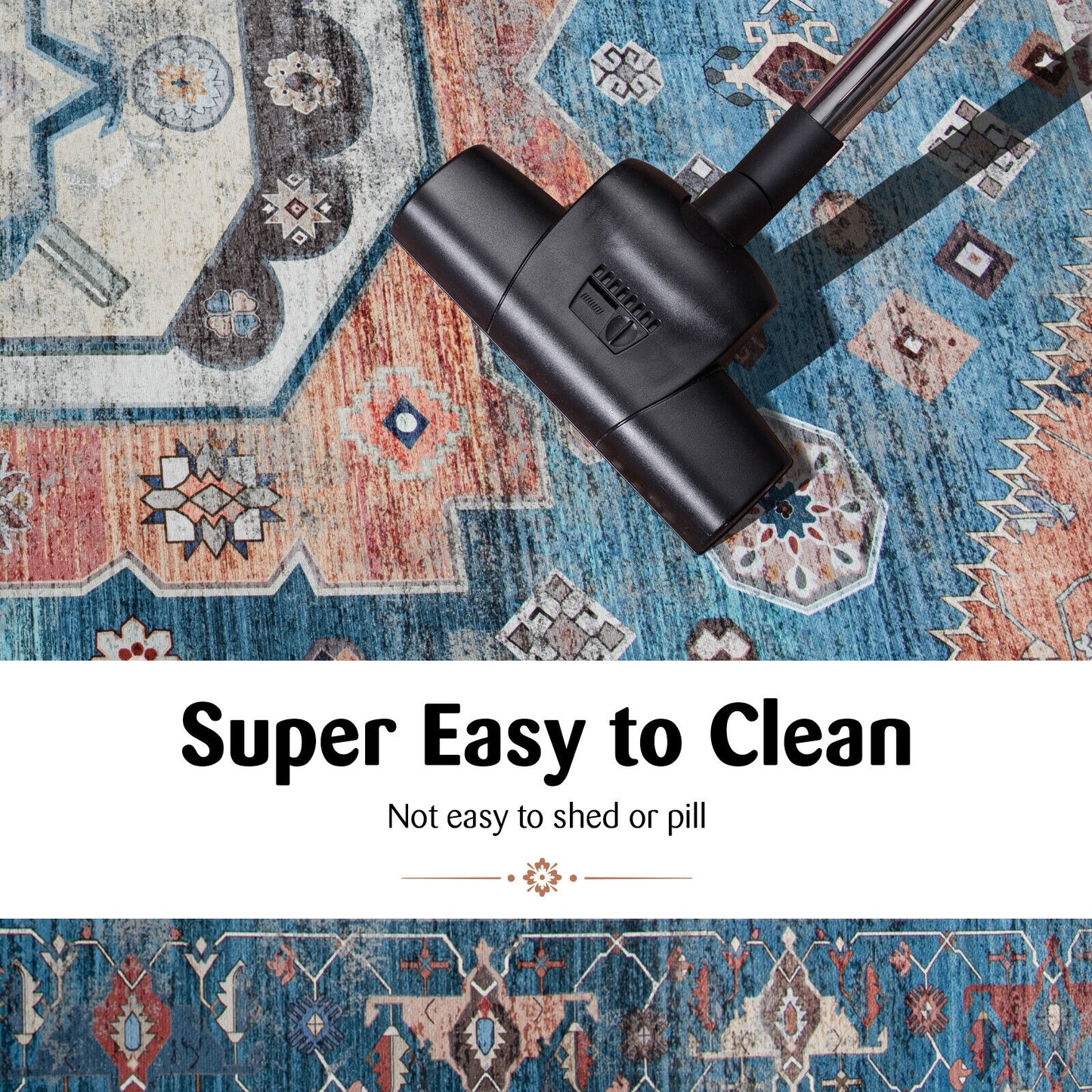 5 x 7 Inch Non-Shedding Distressed Vintage Indoor Area Rug Kids Crystal