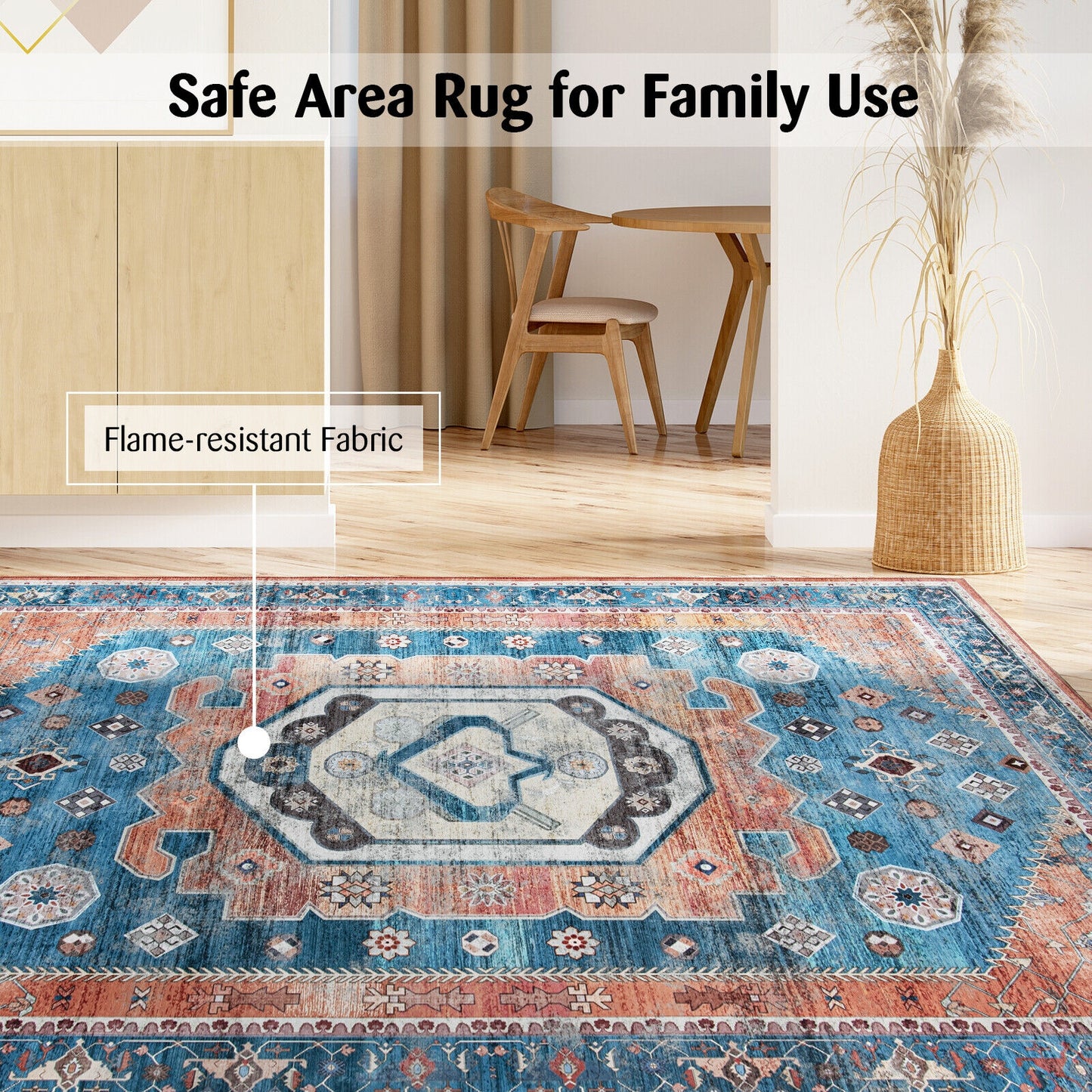 5 x 7 Inch Non-Shedding Distressed Vintage Indoor Area Rug Kids Crystal