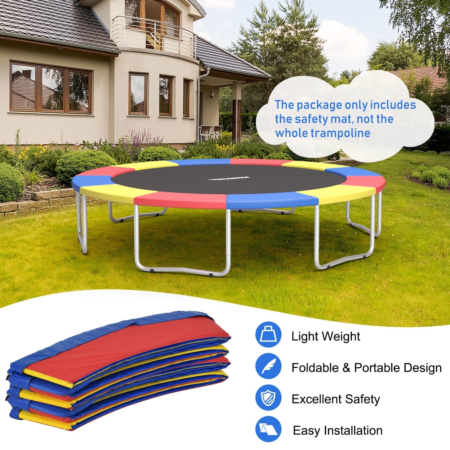 15 Feet Universal Trampoline Spring Cover-Multicolor Kids Crystal