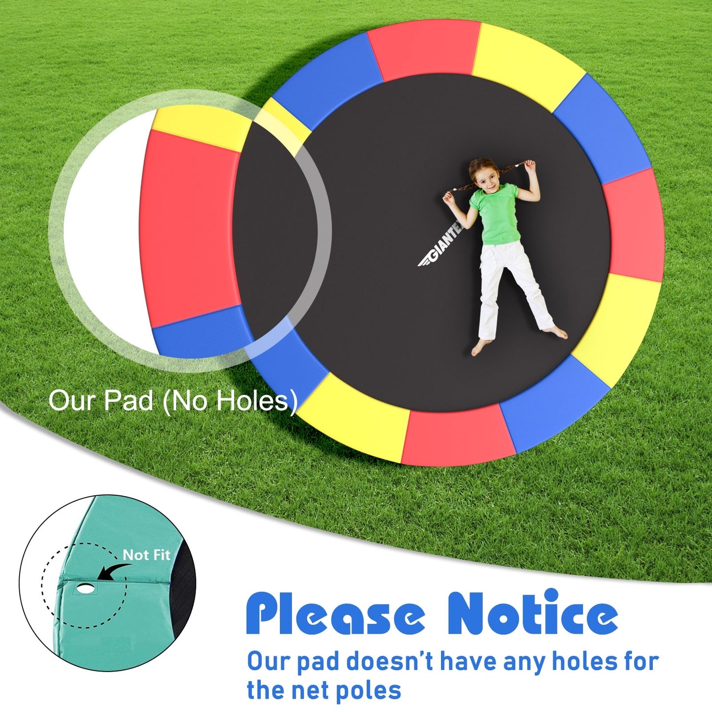 15 Feet Universal Trampoline Spring Cover-Multicolor Kids Crystal