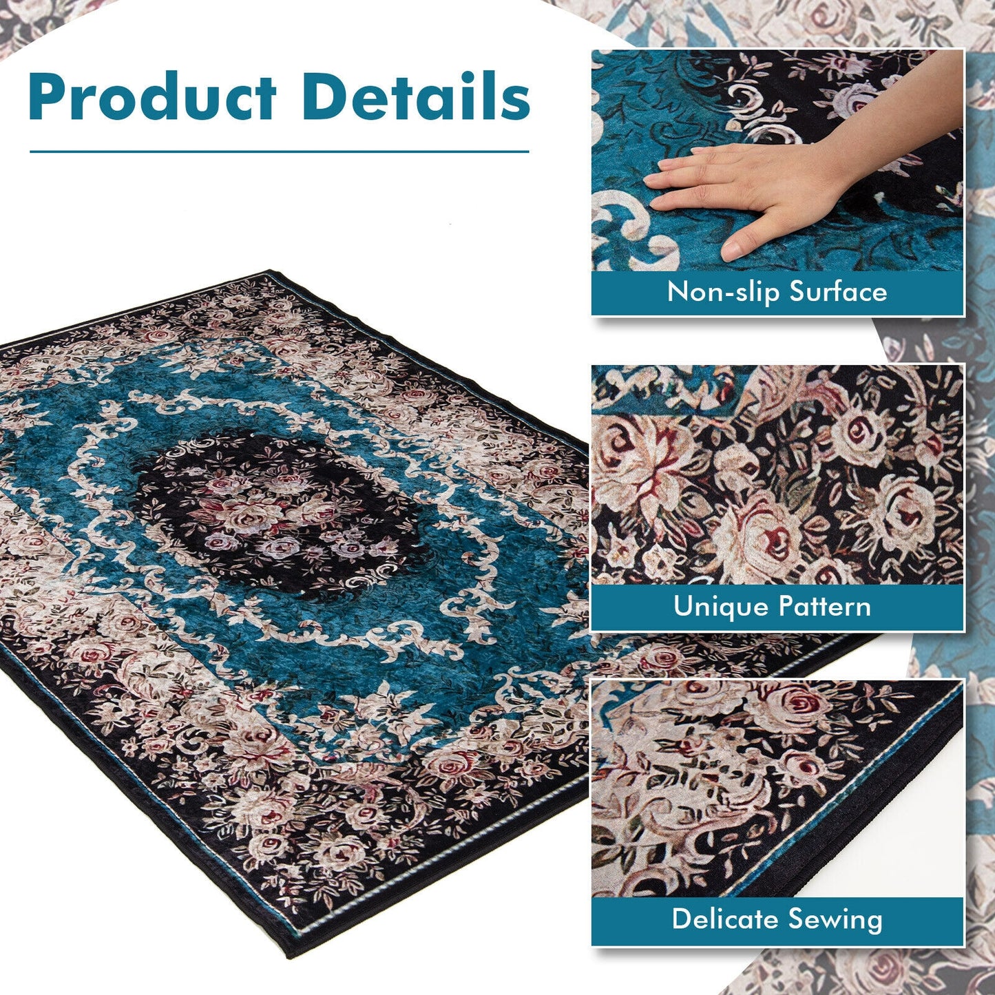 Area Rug with Non-Shedding Surface and Anti-slip Bottom-S Kids Crystal