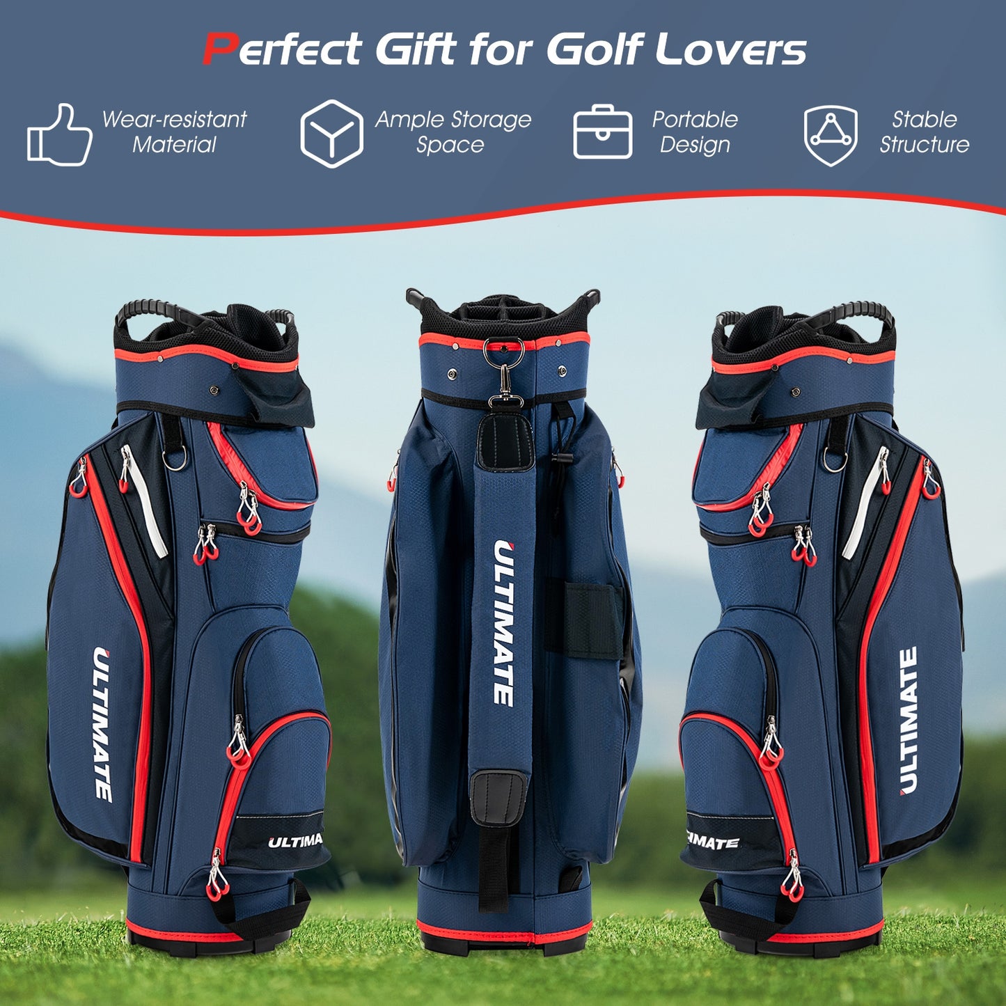 9.5 Inch Golf Cart Bag with 14 Way Dividers Top Organizer-Navy Kids Crystal