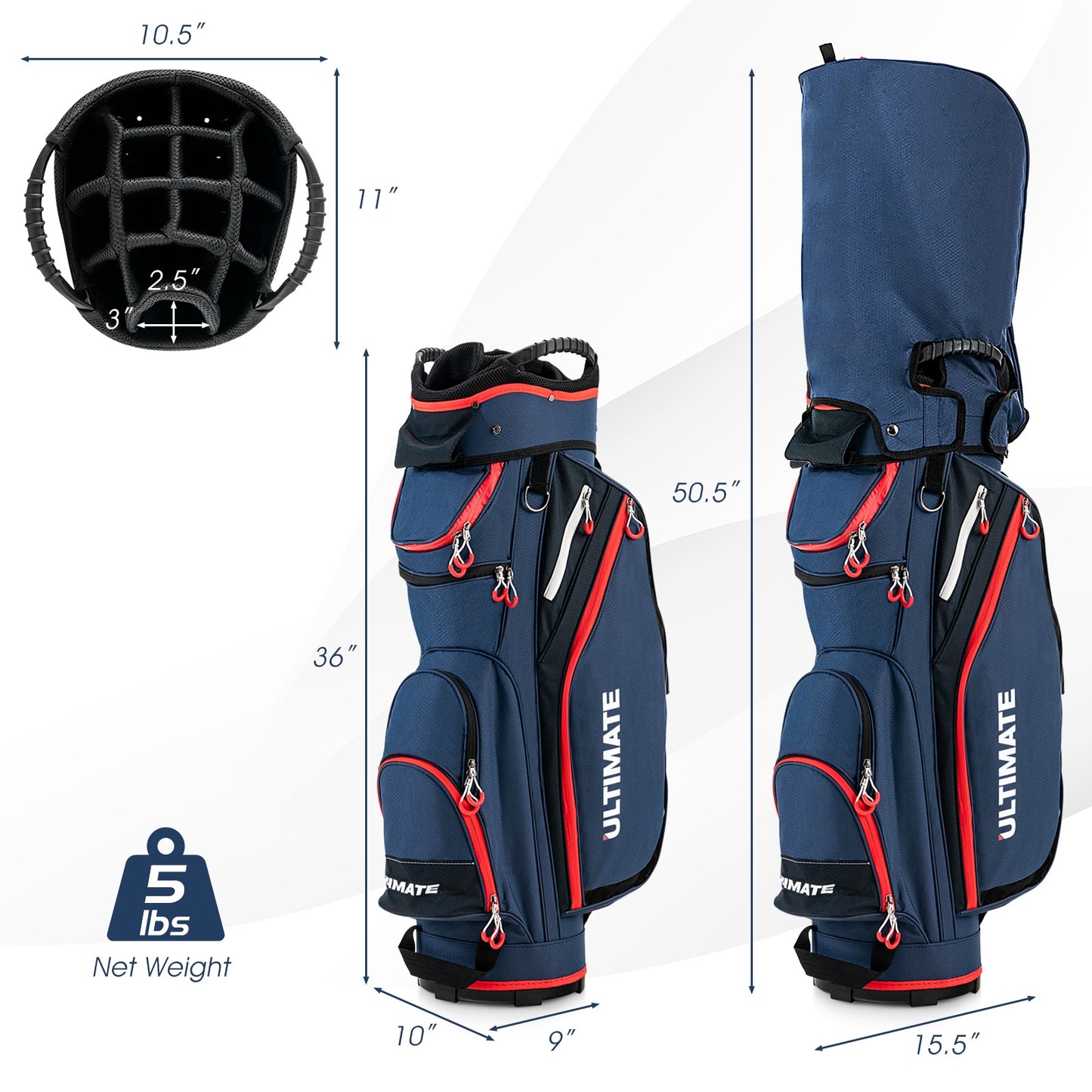 9.5 Inch Golf Cart Bag with 14 Way Dividers Top Organizer-Navy Kids Crystal