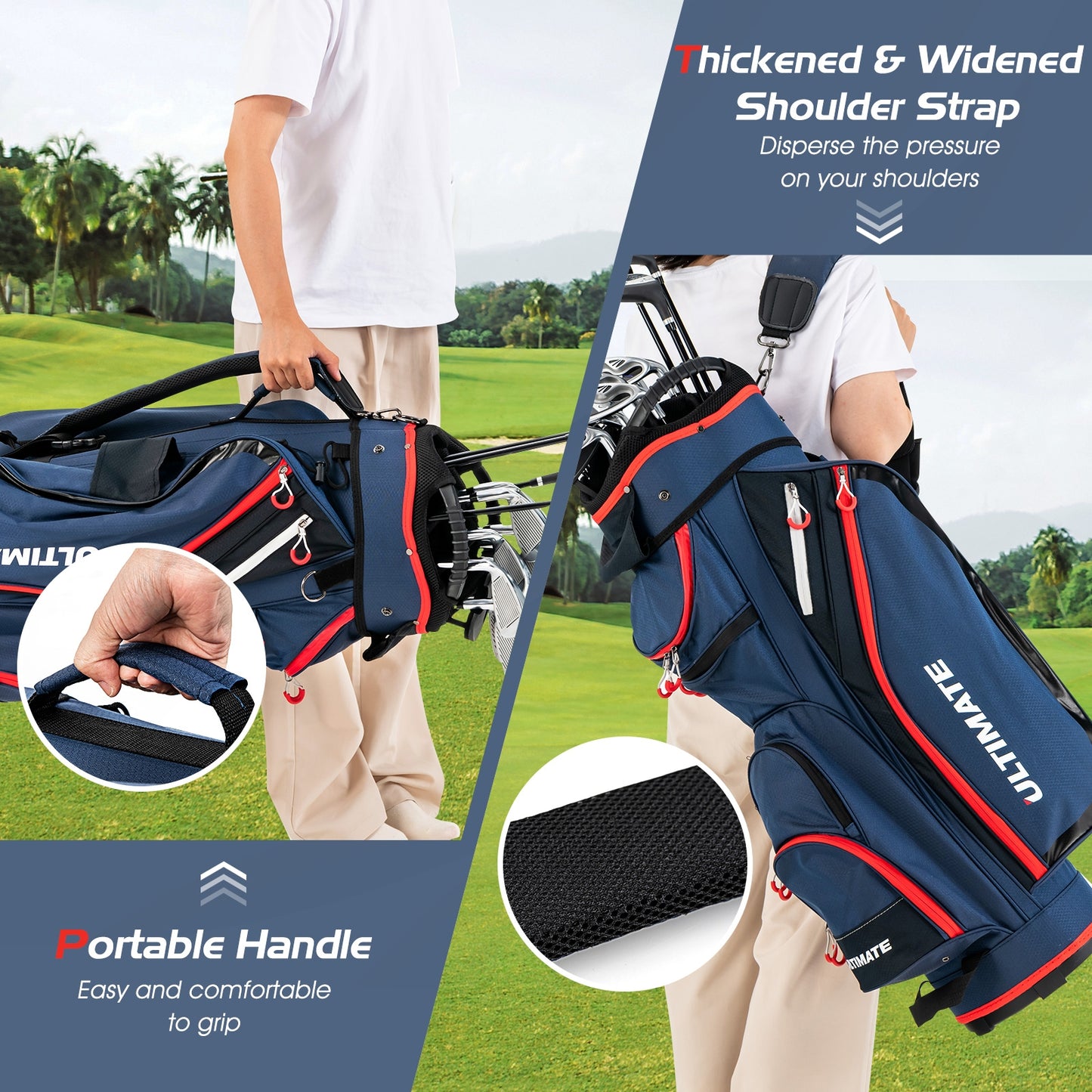 9.5 Inch Golf Cart Bag with 14 Way Dividers Top Organizer-Navy Kids Crystal