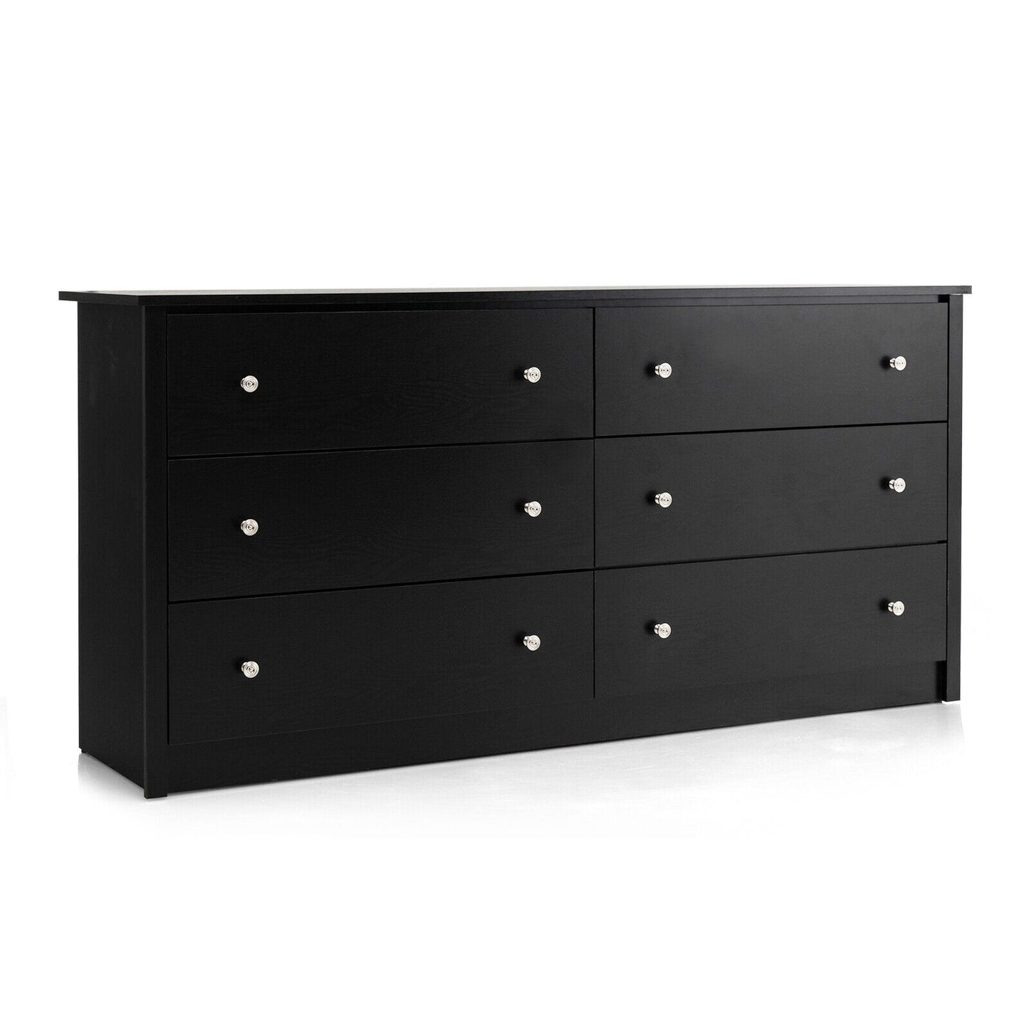 Freestanding 6-Drawer Dresser with Mental Knobs for Bedroom Kids Crystal