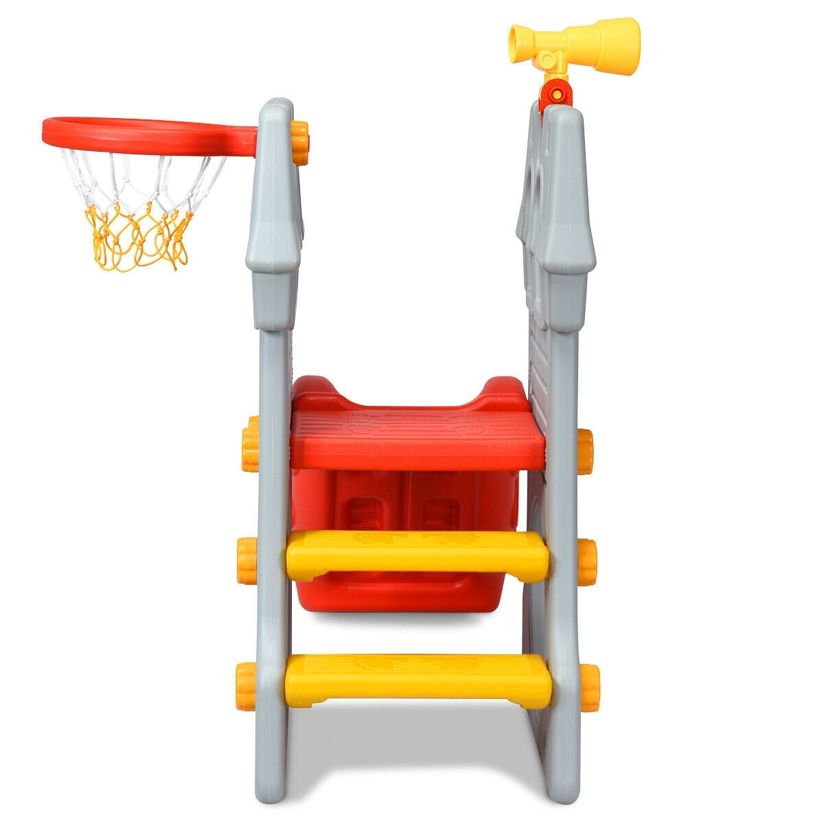 5 in 1 Toddler Climber Slide Playset with Basketball Hoop and Telescope Kids Crystal