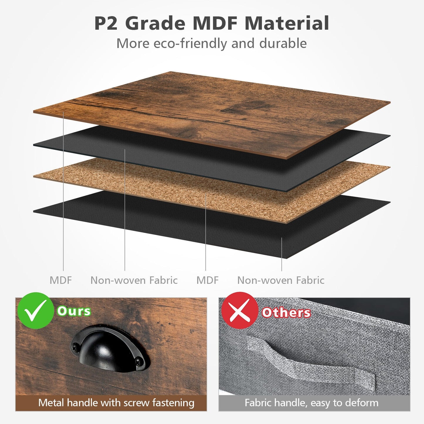 Dresser Organizer with 5 Drawers and Wooden Top-Rustic Brown Kids Crystal