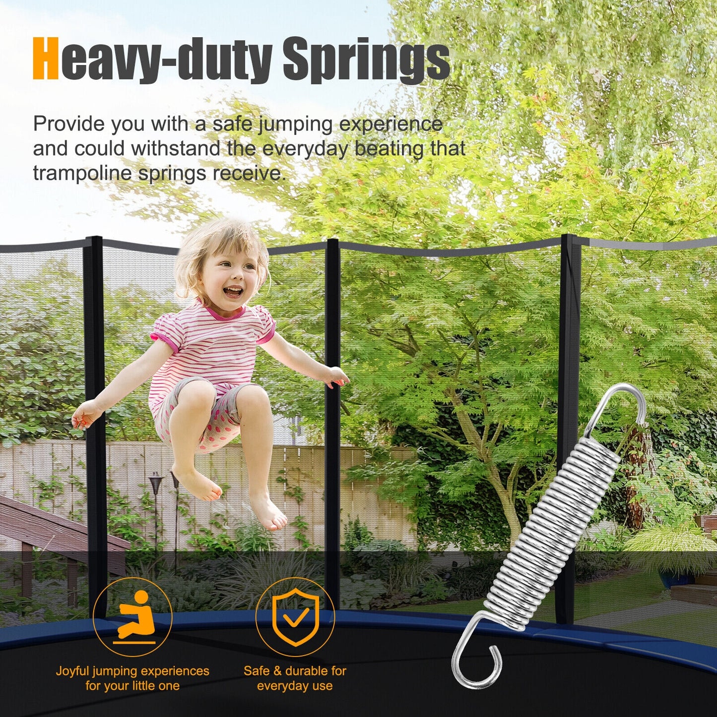 5.5 Inch Rustproof Galvanized Steel Replacement Trampoline Elasticity Springs Kids Crystal