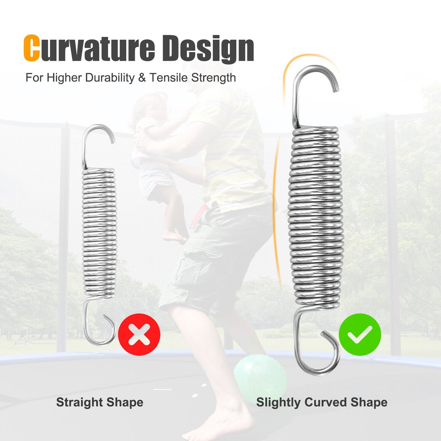 5.5 Inch Rustproof Galvanized Steel Replacement Trampoline Elasticity Springs Kids Crystal