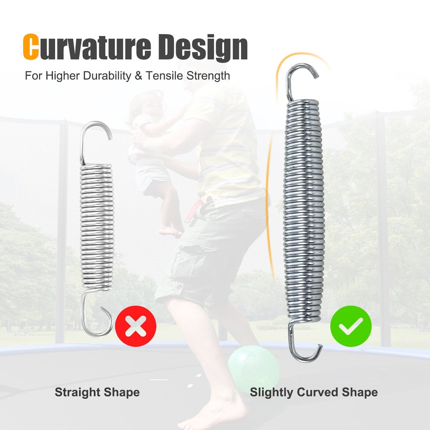 7 Inch Rustproof Galvanized Steel Replacement Trampoline Elasticity Springs-7 Inch Kids Crystal