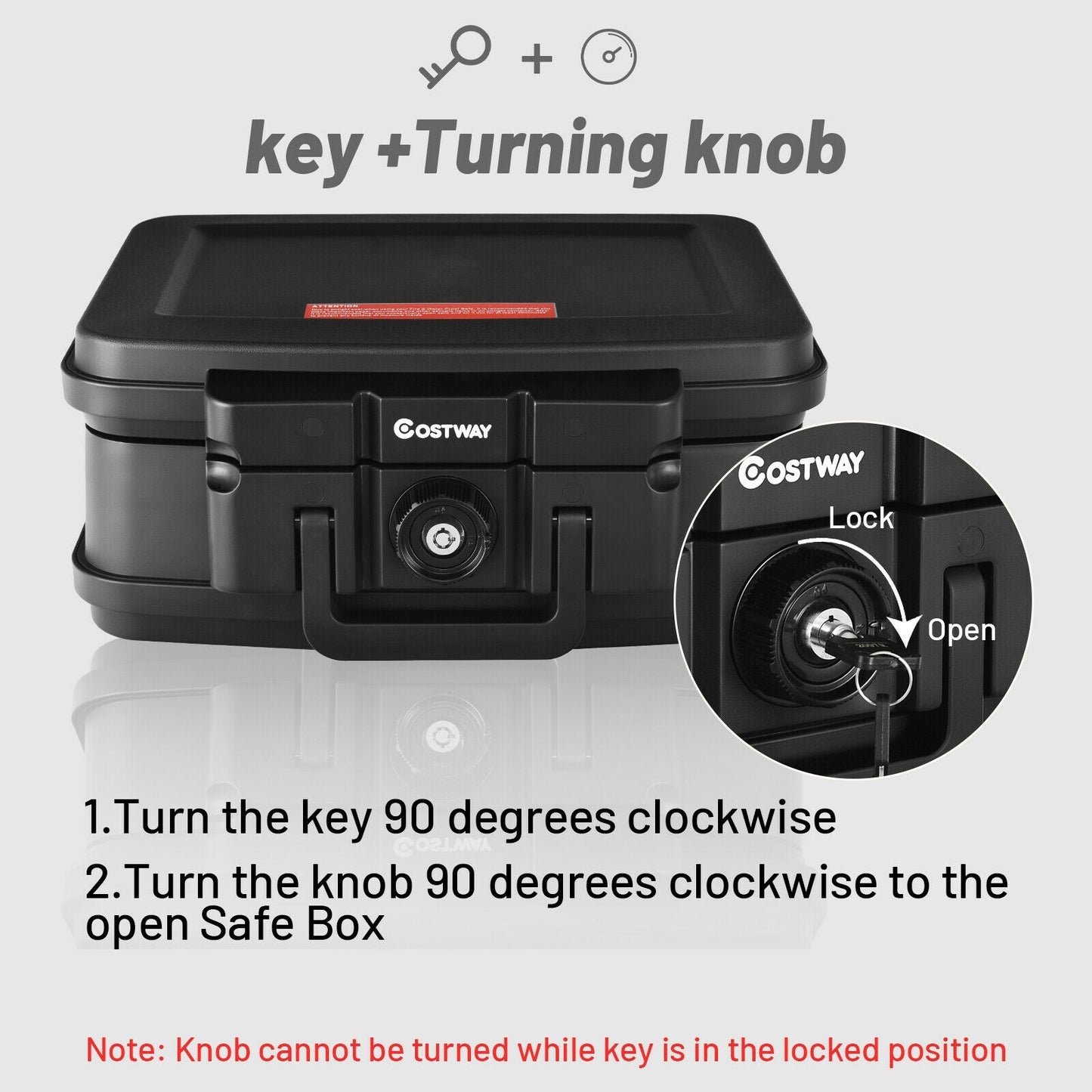 Fireproof Waterproof 30 Minute Safe Box with Lock and Handle-15.5 x 13 x 7 Inch Kids Crystal