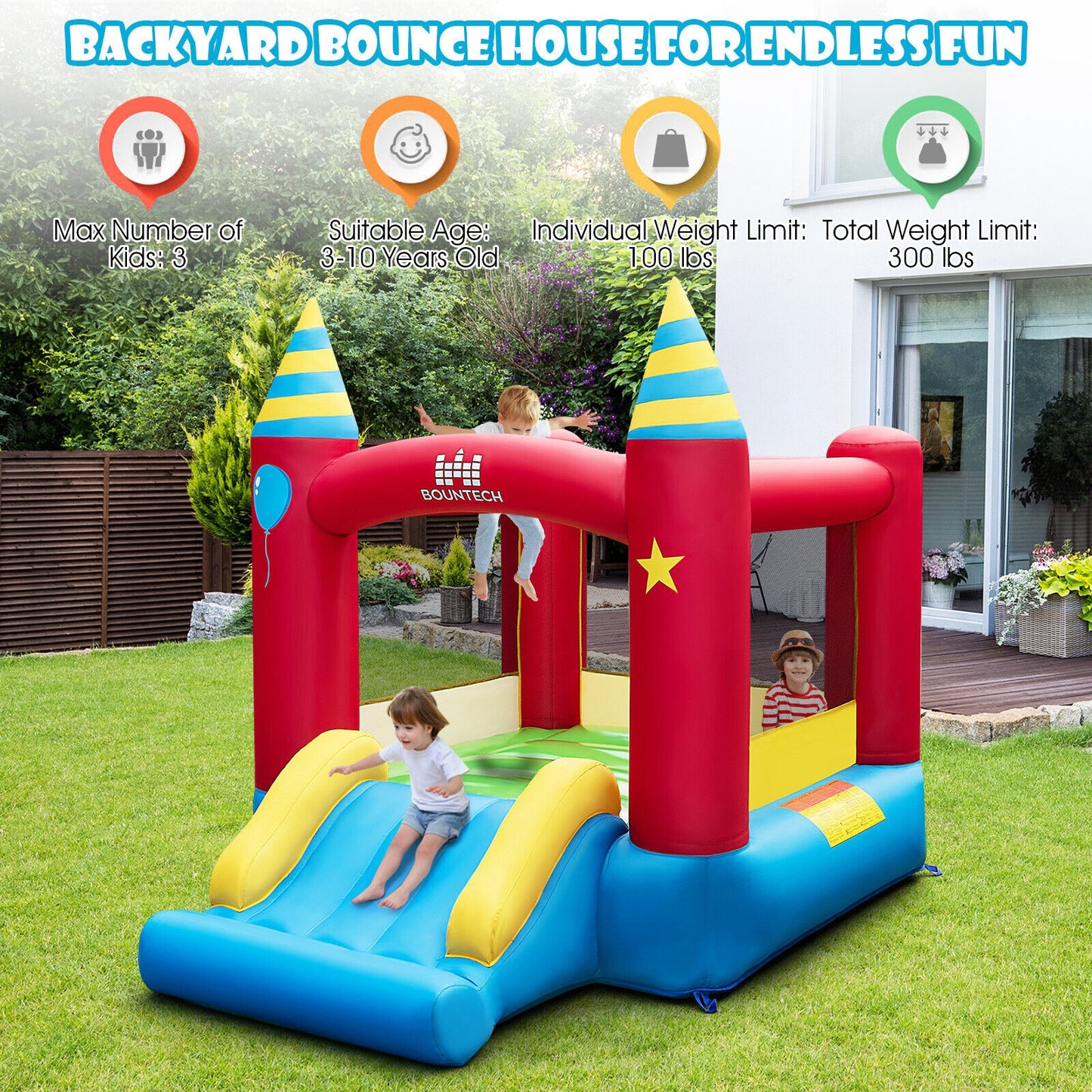 Kids Inflatable Bounce Castle Excluded Blower Kids Crystal