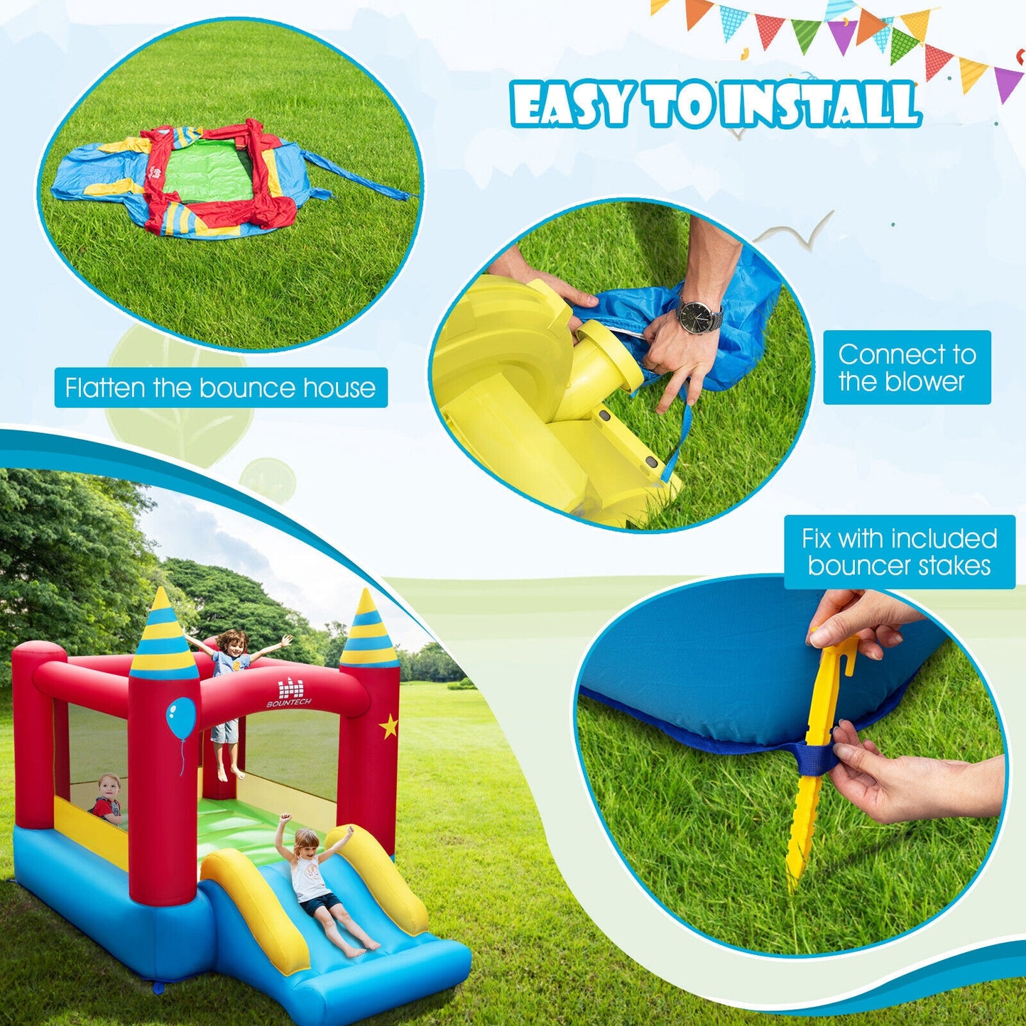 Kids Inflatable Bounce Castle Excluded Blower Kids Crystal