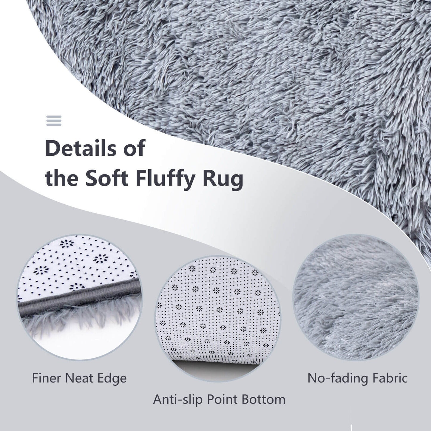 5 x 7 Feet Modern Rectangular Soft Shag Area Rug for Living Room Bedroom-Light Gray Kids Crystal