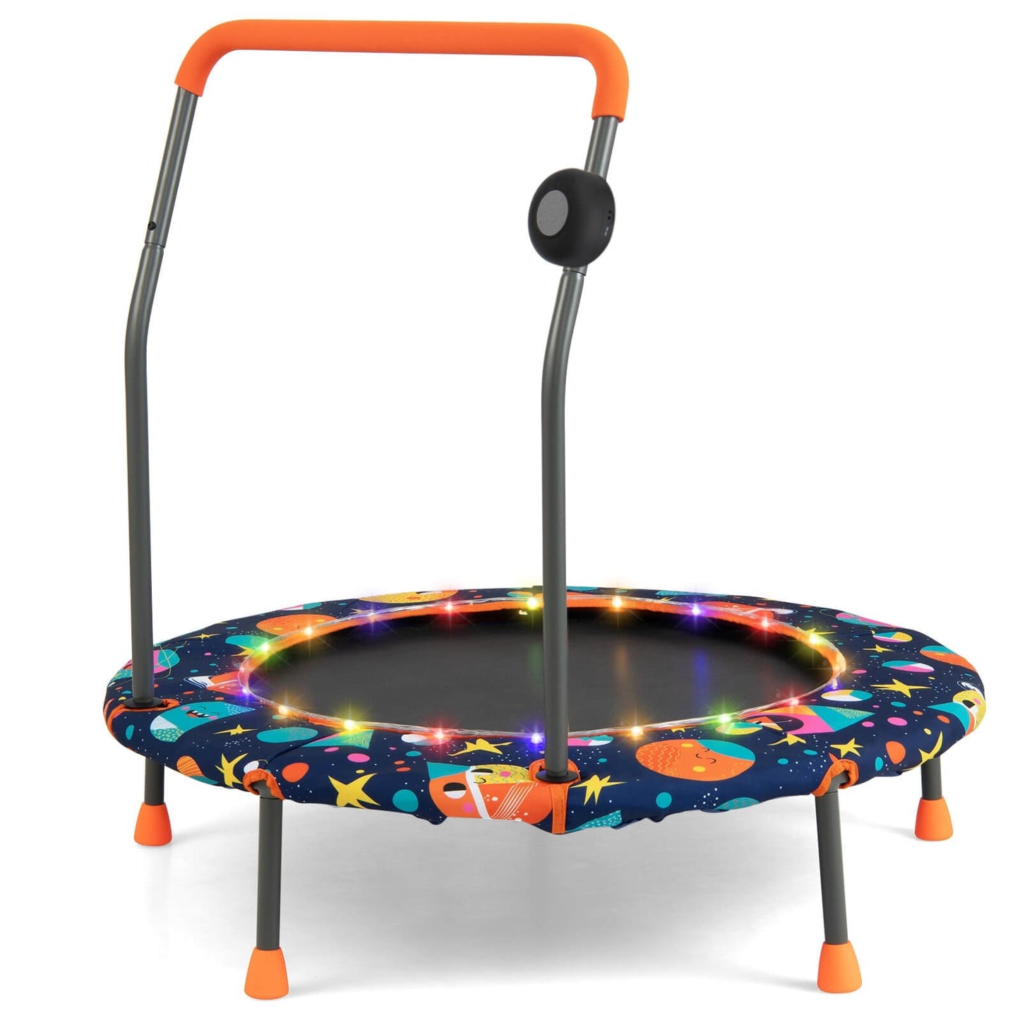 36 Inch Mini Trampoline with Colorful LED Lights and Bluetooth Speaker-Multicolor Kids Crystal