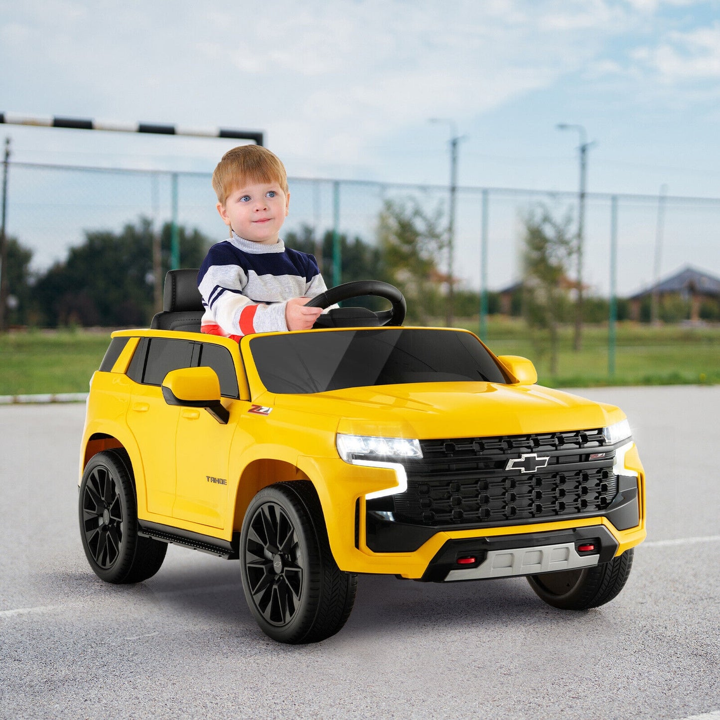 12V Kids Ride on Car with 2.4G Remote Control-Yellow Kids Crystal