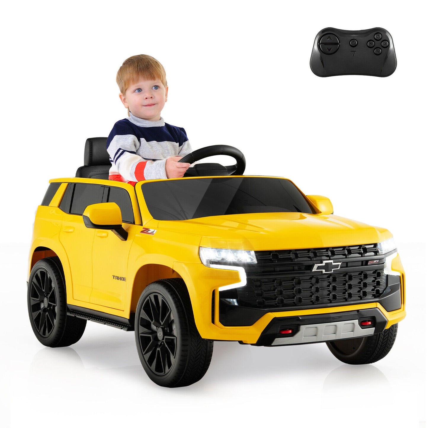 12V Kids Ride on Car with 2.4G Remote Control-Yellow Kids Crystal