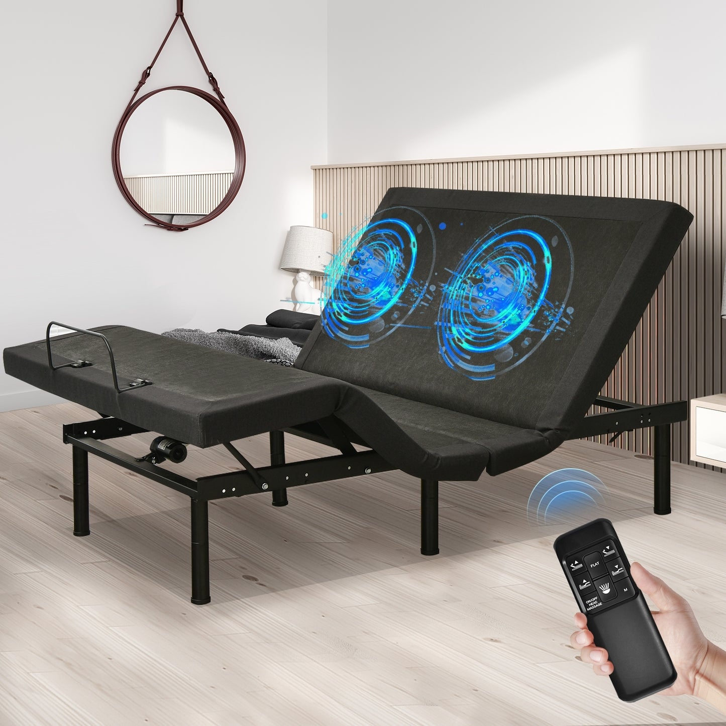 Adjustable Electric Bed Frame with Massage Remote Control Kids Crystal