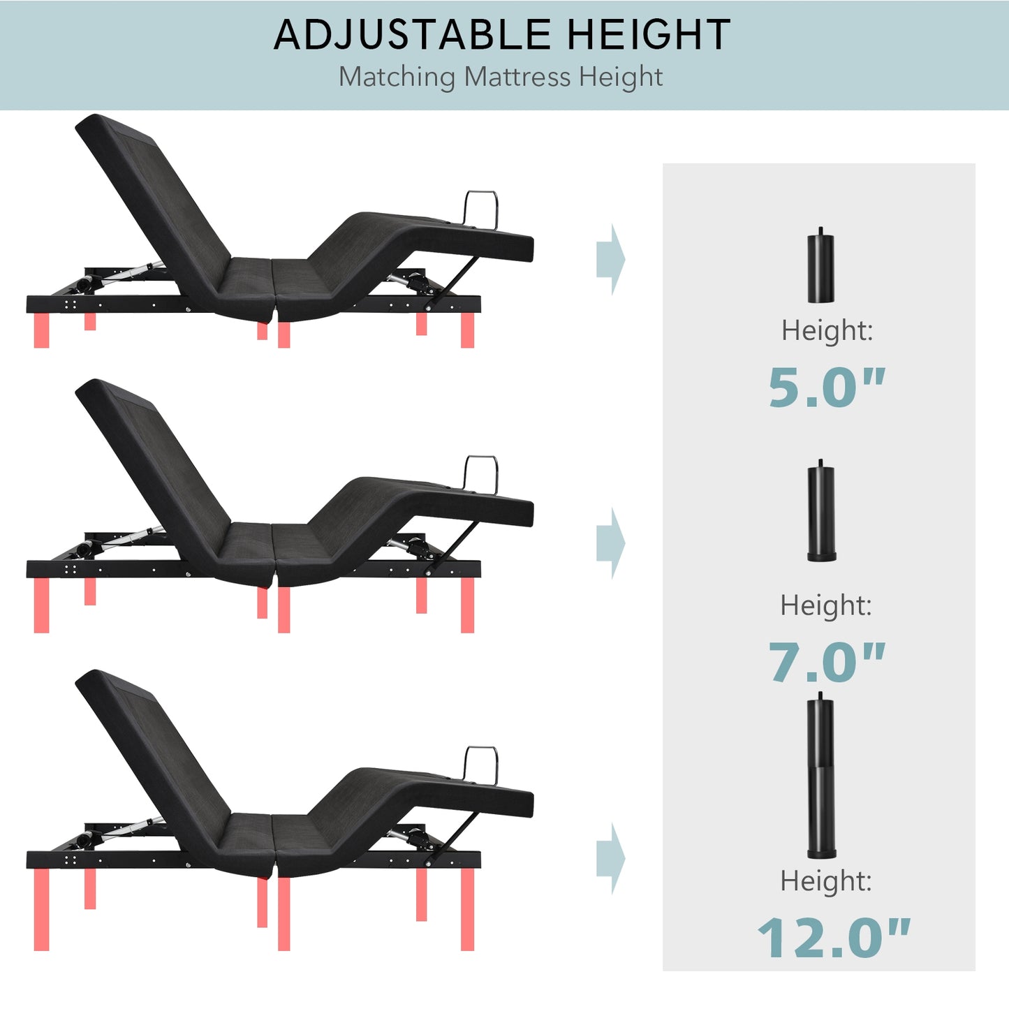 Adjustable Electric Bed Frame with Massage Remote Control Kids Crystal