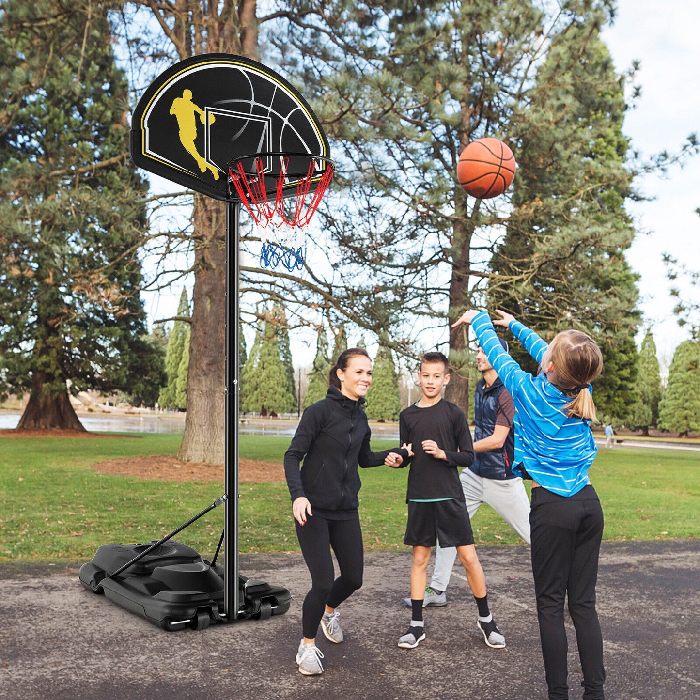 4.25-10 Feet Portable Adjustable Basketball Goal Hoop System Kids Crystal