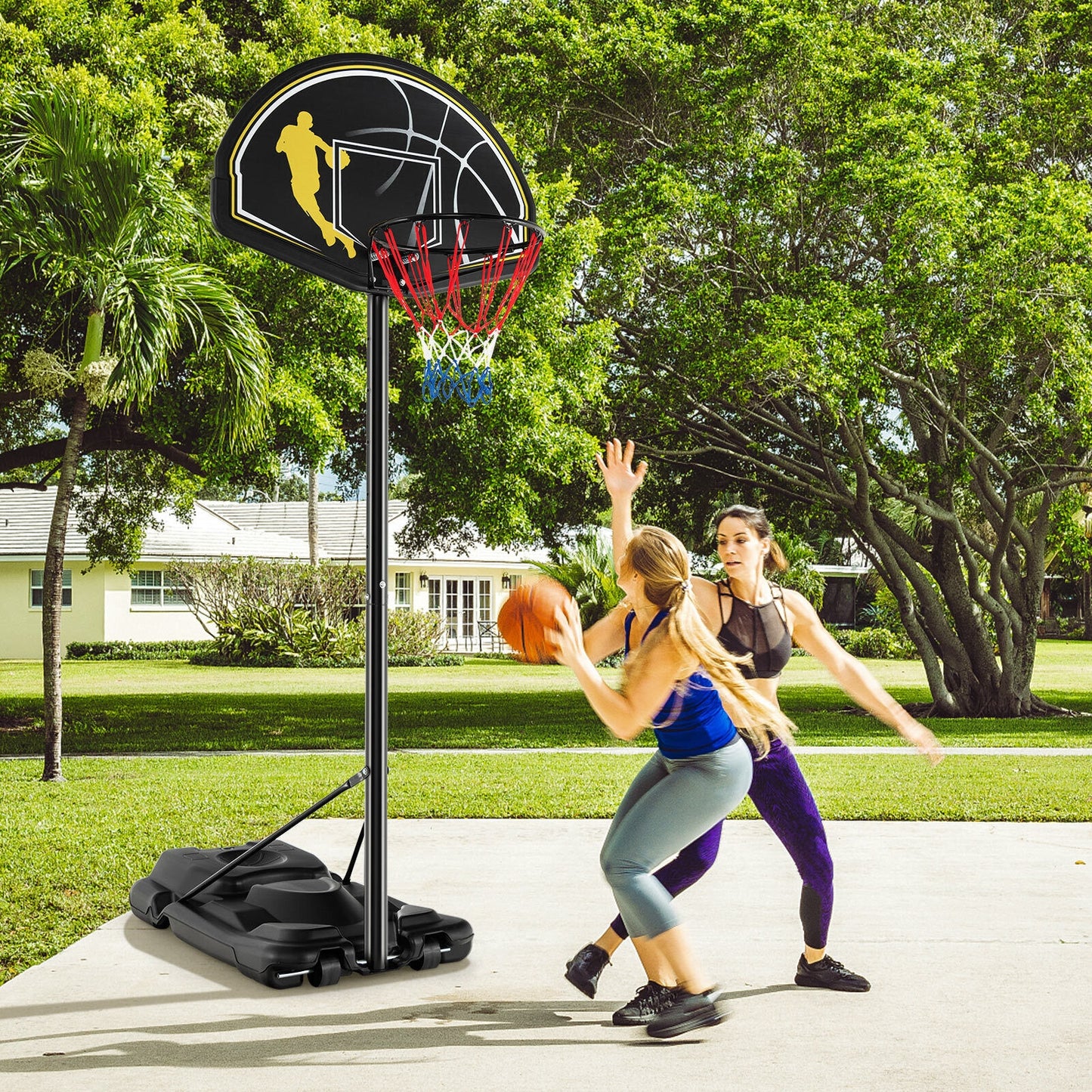4.25-10 Feet Portable Adjustable Basketball Goal Hoop System Kids Crystal