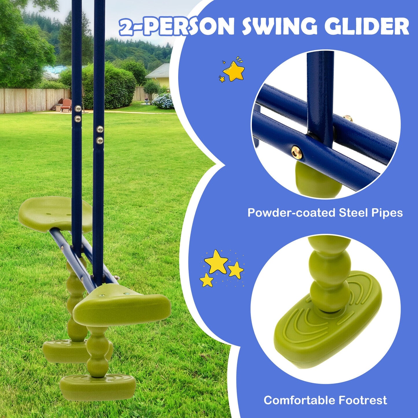 3-in-1 Outdoor Swing Set for Kids Aged 3 to 10 Kids Crystal