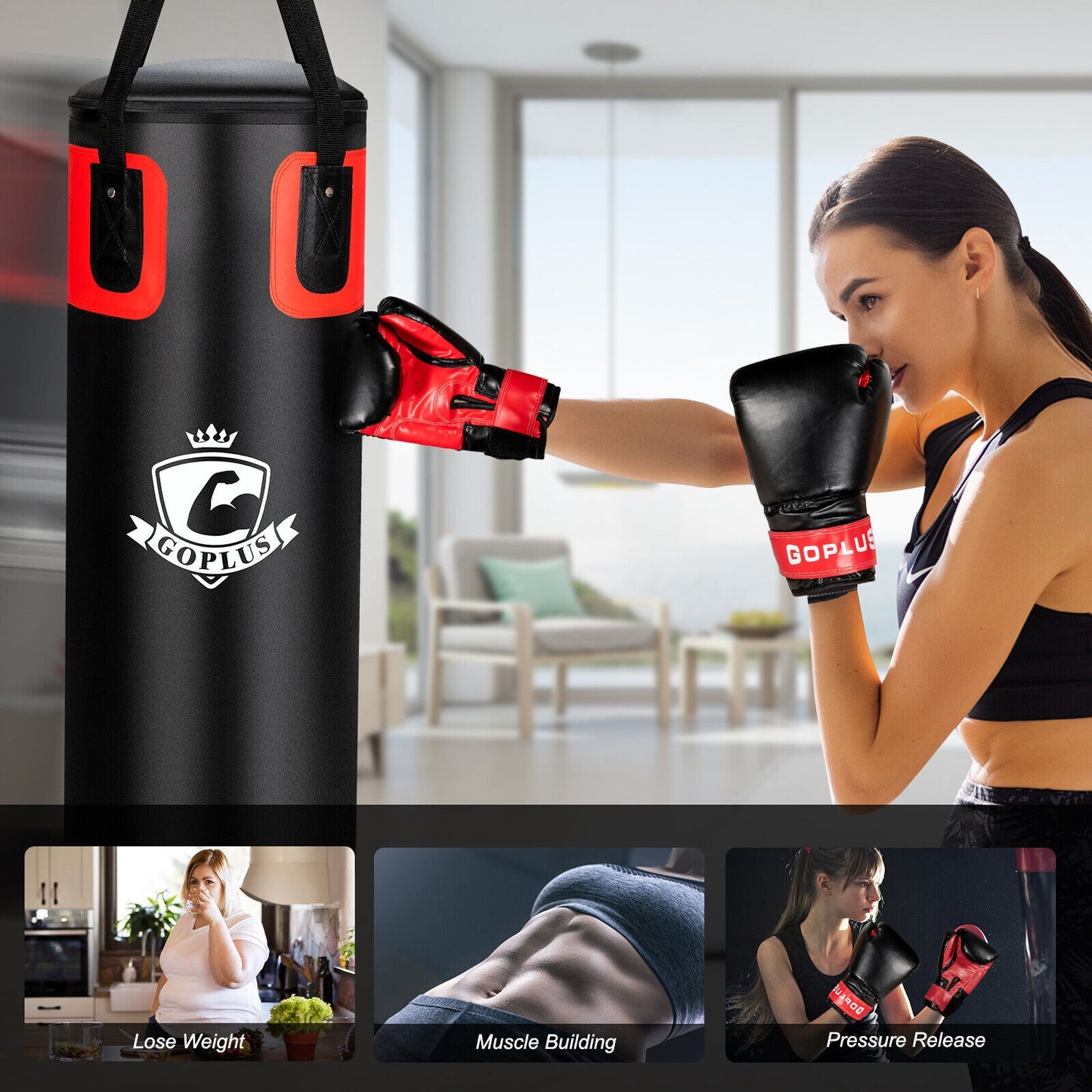 Filled Punching Bag Set for Adults- 56 lbs Kids Crystal