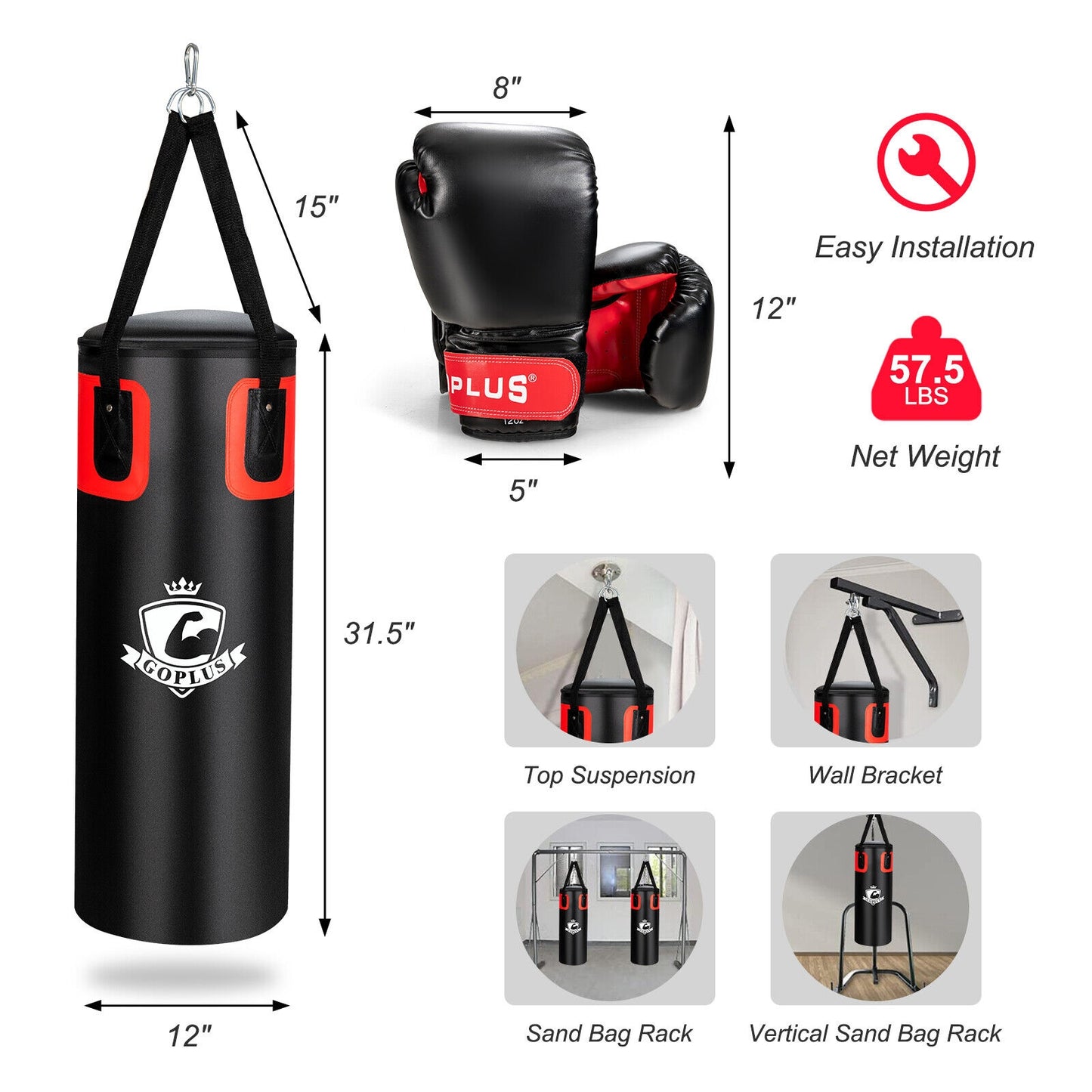 Filled Punching Bag Set for Adults- 56 lbs Kids Crystal