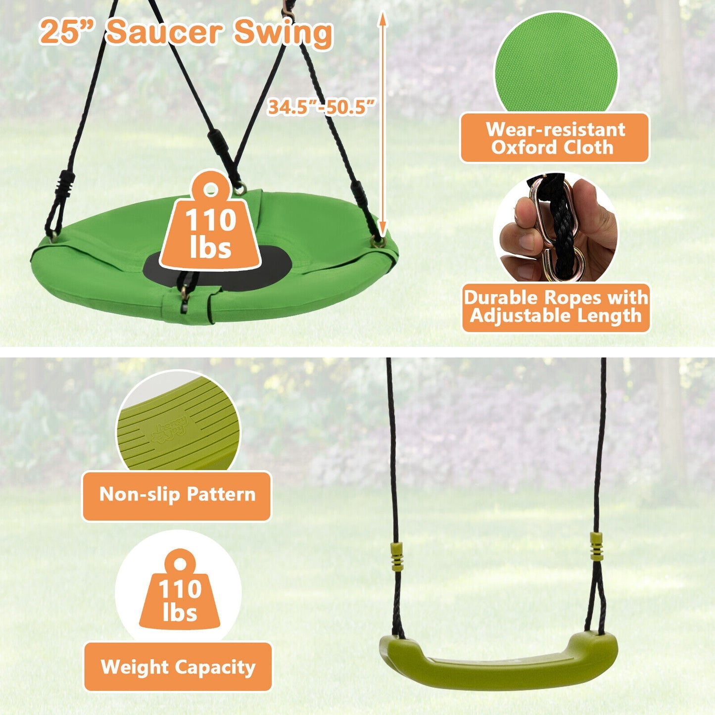 7-in-1 Stable A-shaped Outdoor Swing Set for Backyard Kids Crystal