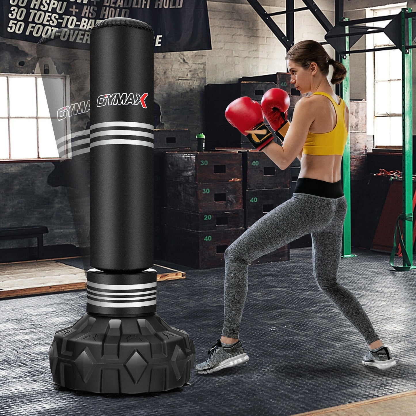67 Inch Punching Bag with Fillable Suction Cup Base Kids Crystal