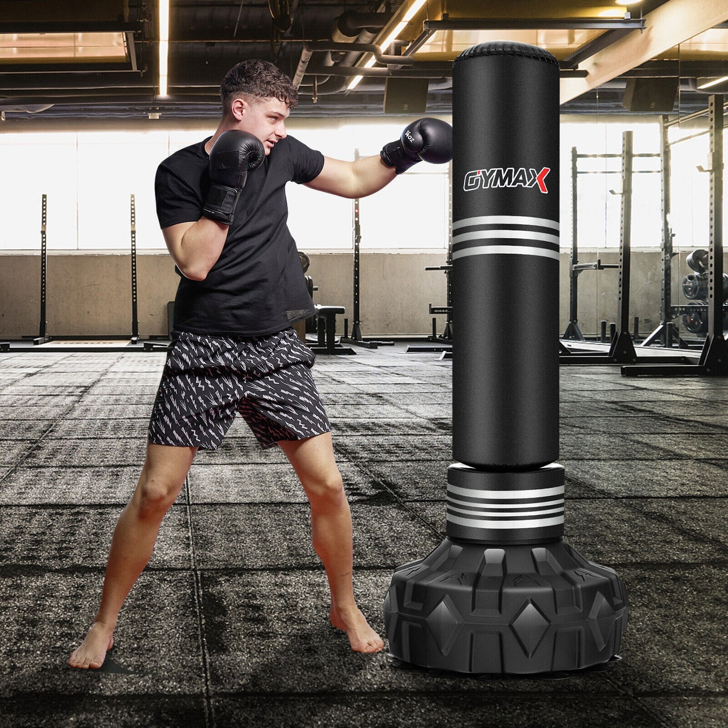 67 Inch Punching Bag with Fillable Suction Cup Base Kids Crystal