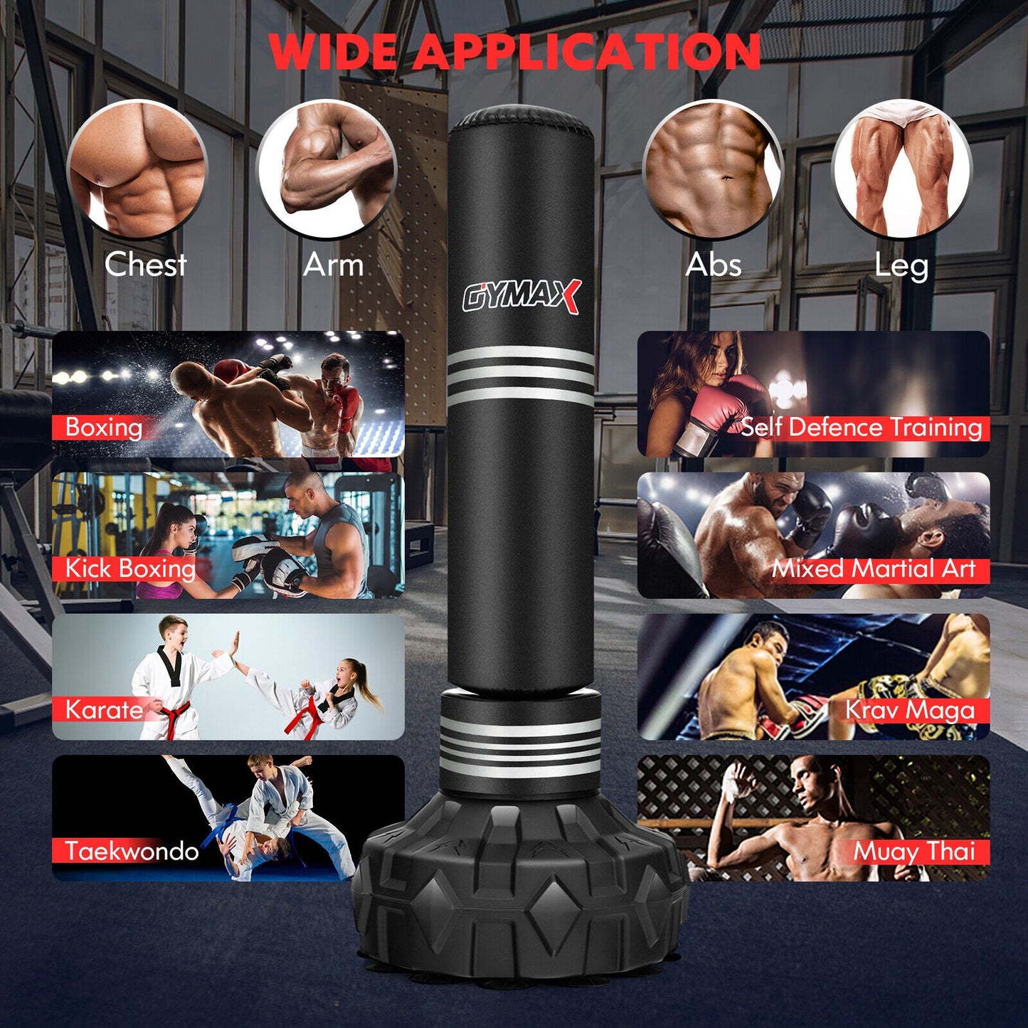 67 Inch Punching Bag with Fillable Suction Cup Base Kids Crystal
