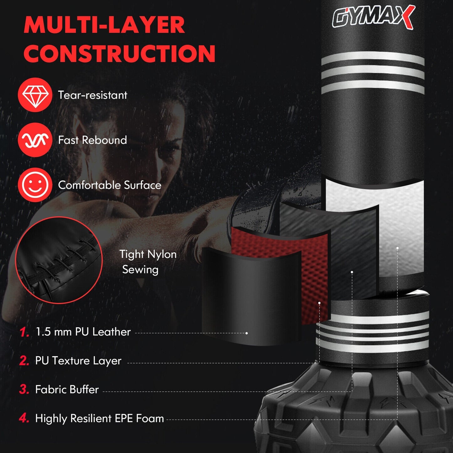 67 Inch Punching Bag with Fillable Suction Cup Base Kids Crystal