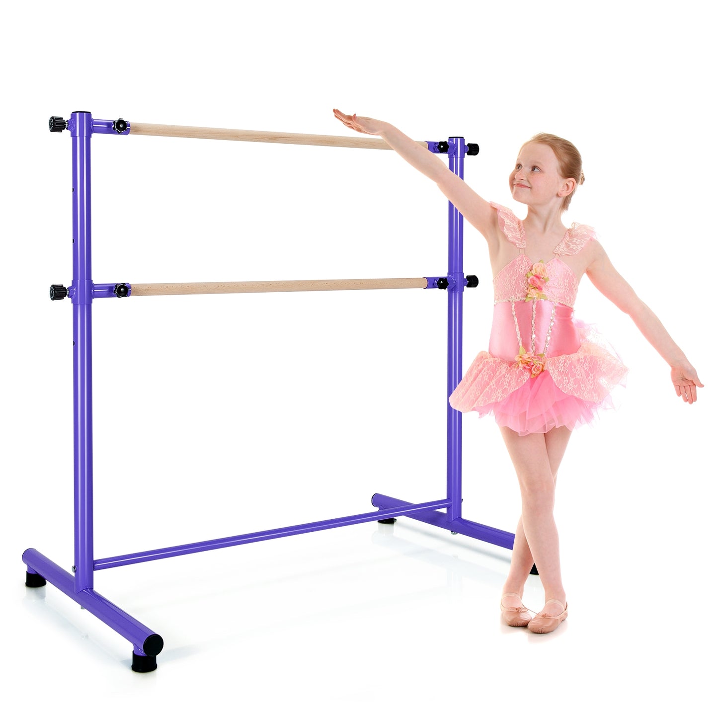 47 Inch Double Ballet Barre with Anti-Slip Footpads-Purple Kids Crystal