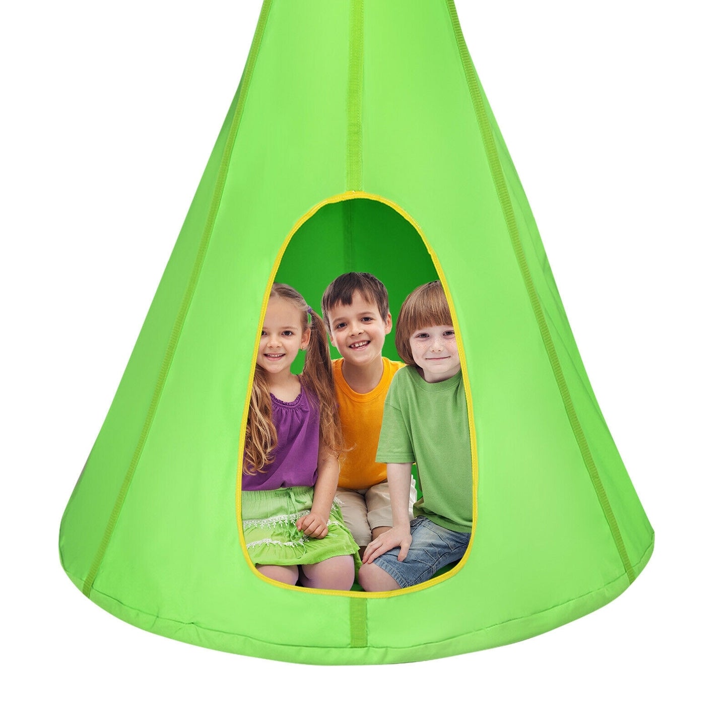 32 Inch Kids Nest Swing Chair Hanging Hammock Seat for Indoor Outdoor-Green Kids Crystal