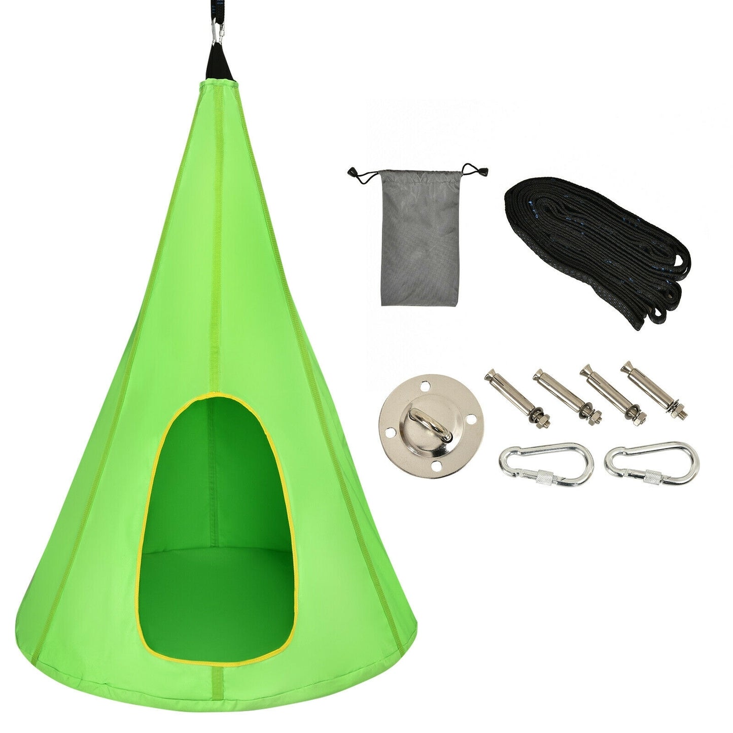 32 Inch Kids Nest Swing Chair Hanging Hammock Seat for Indoor Outdoor-Green Kids Crystal
