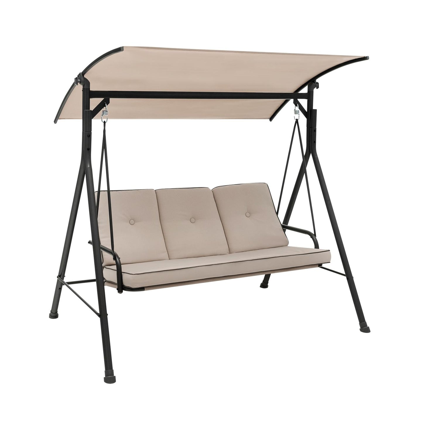 3-Person Outdoor Patio Porch Swing with Adjustable Canopy and 900 Lbs Weight Capacity Kids Crystal