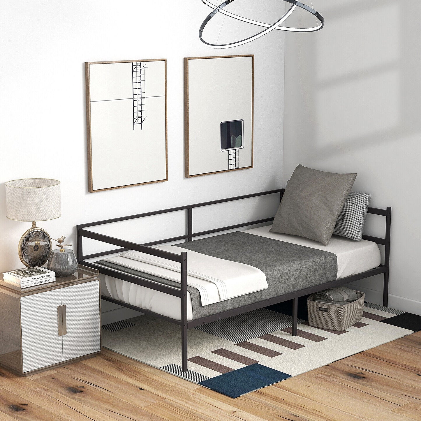 Twin Size Metal Daybed Frame for Living Room Bedroom Kids Crystal