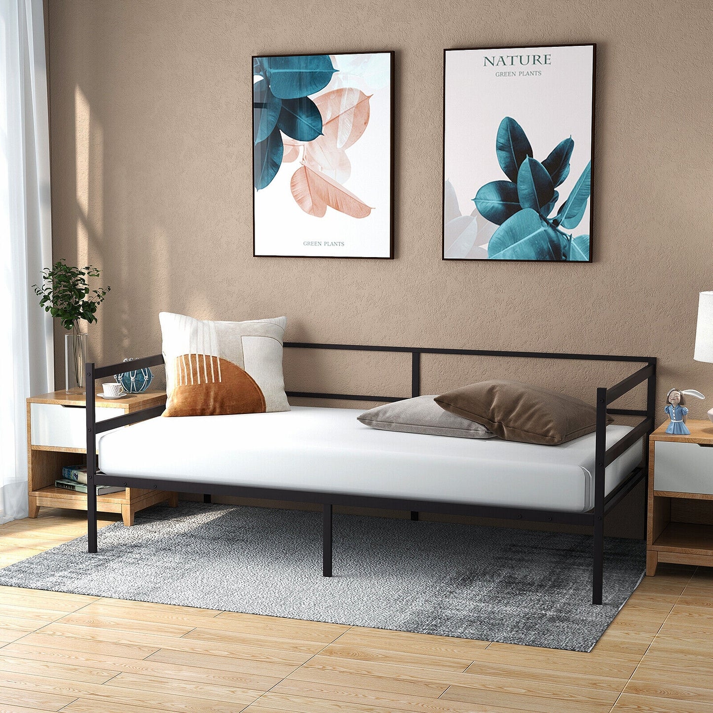 Twin Size Metal Daybed Frame for Living Room Bedroom Kids Crystal