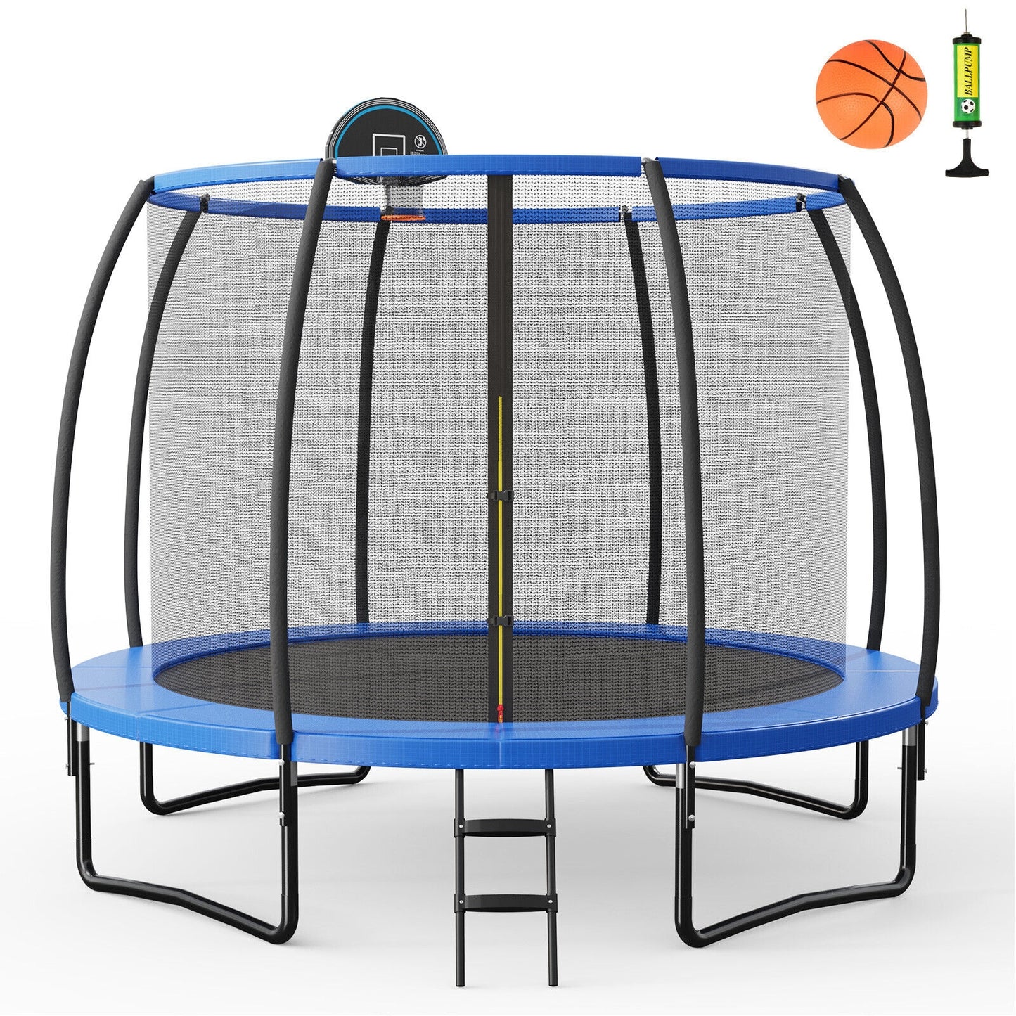 8/10 Feet Recreational Trampoline with Basketball Hoop-10 ft Kids Crystal