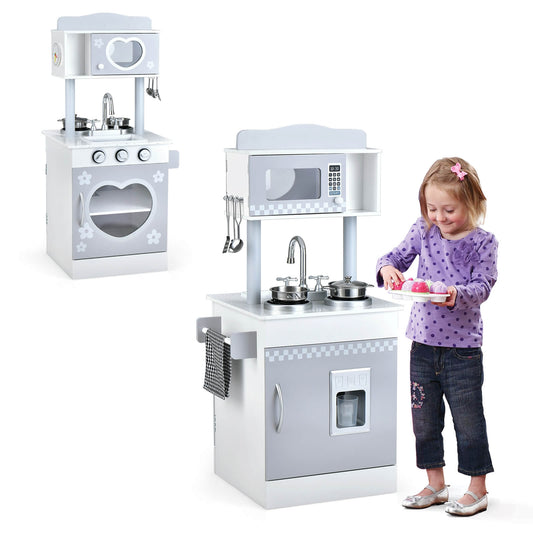 Chef Pretend Kitchen Playset with Cooking Oven and Sink for Toddlers Kids Crystal