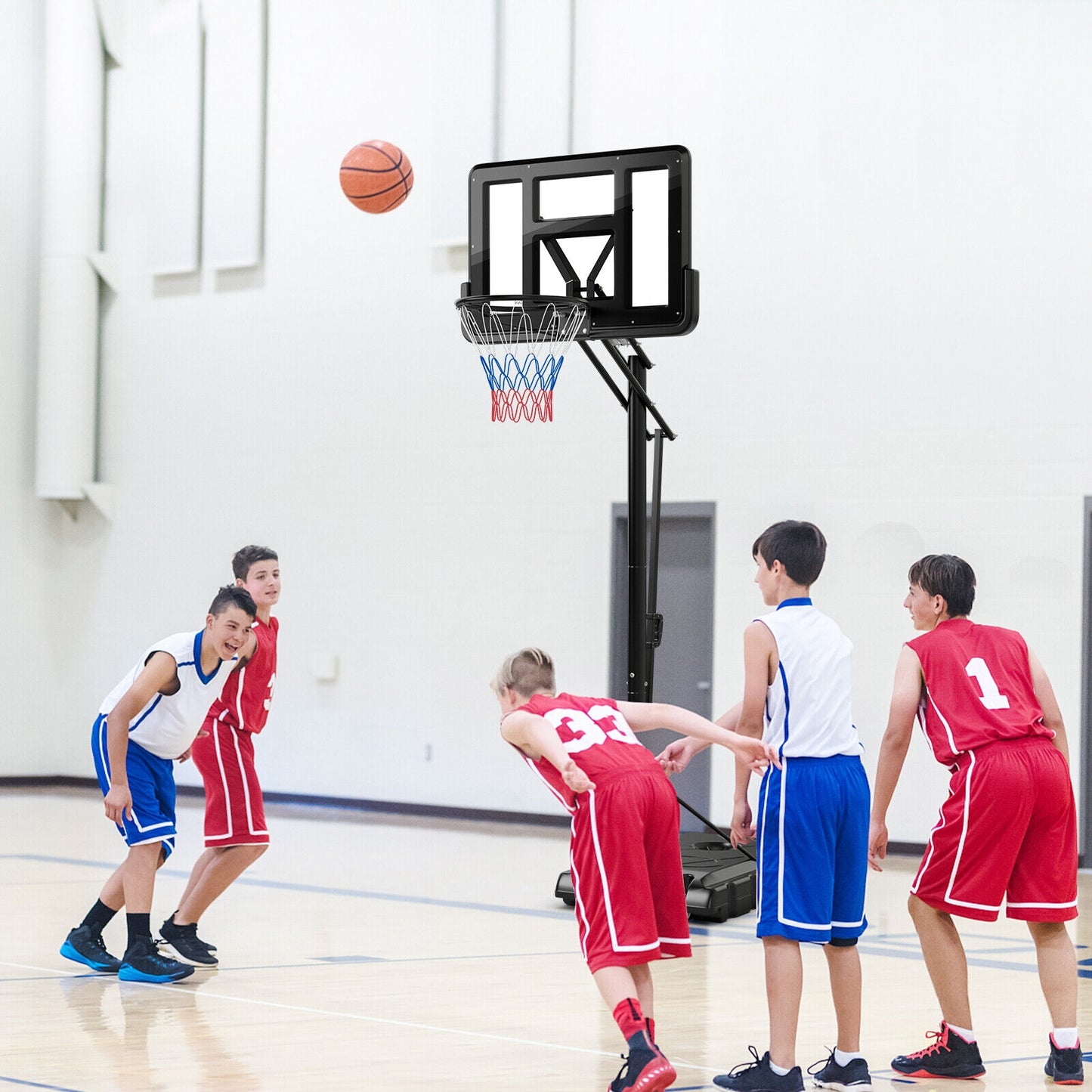Portable Basketball Hoop with 4.6 to 10 Feet 10-Level Height Adjustable Kids Crystal