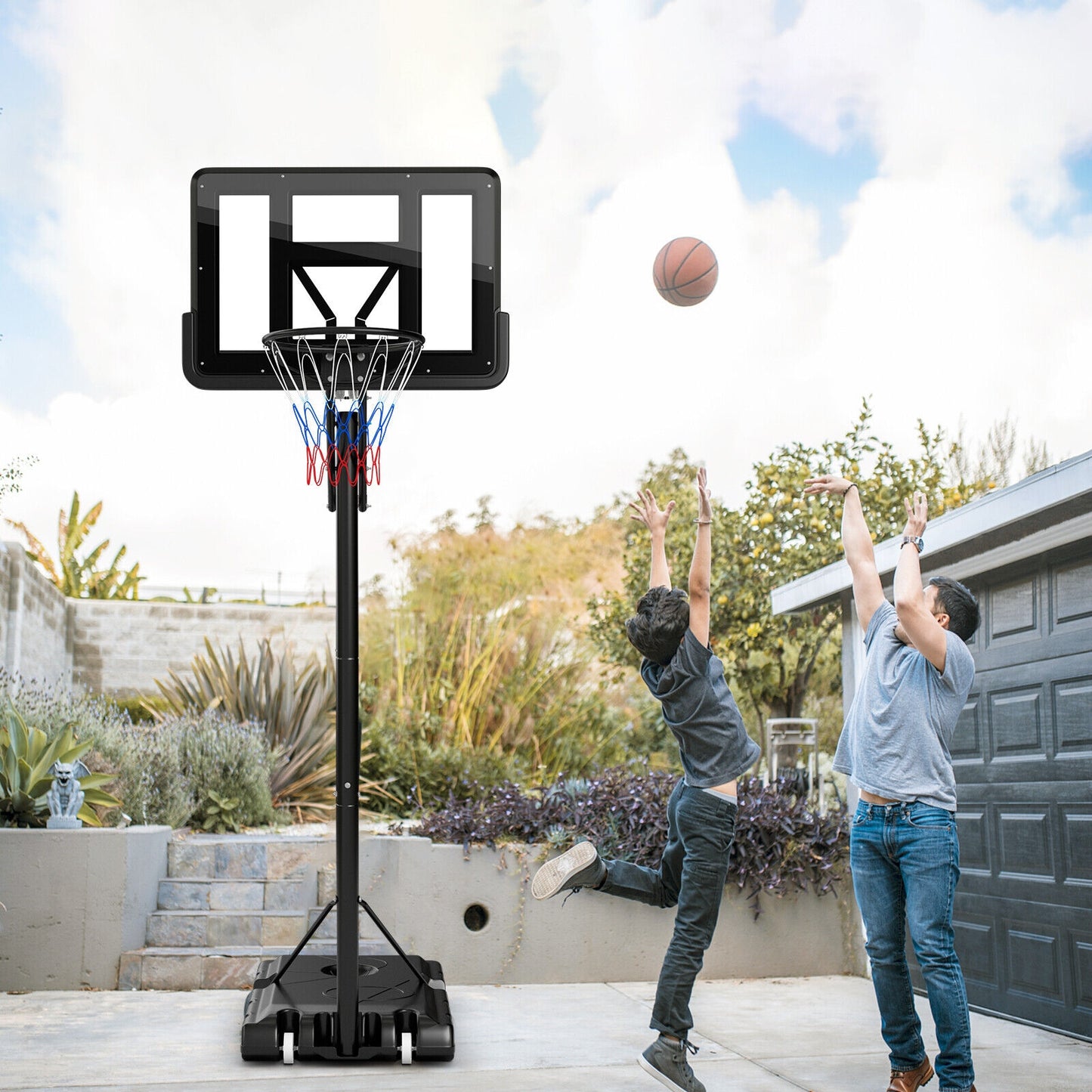 Portable Basketball Hoop with 4.6 to 10 Feet 10-Level Height Adjustable Kids Crystal
