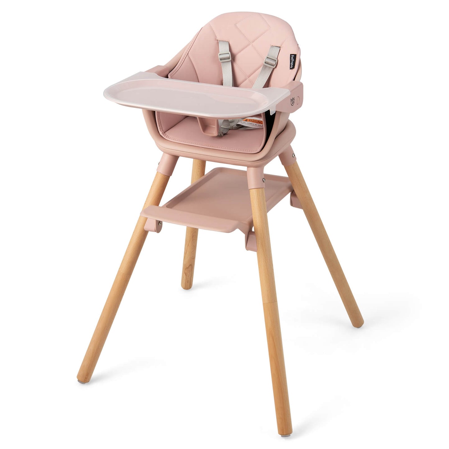 6 in 1 Convertible Highchair with Safety Harness and Removable Tray-Pink Kids Crystal