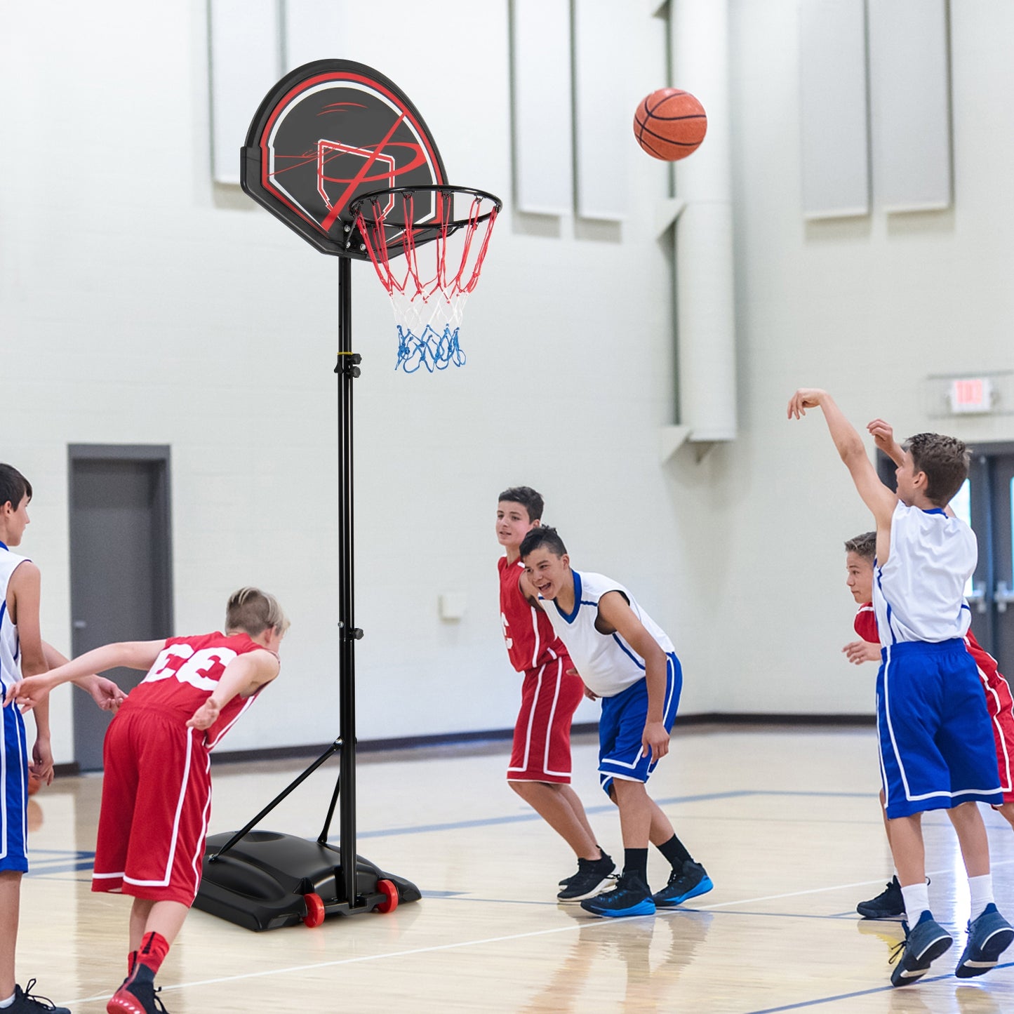 Portable Basketball Hoop Stand with Wheels and 2 Nets Kids Crystal