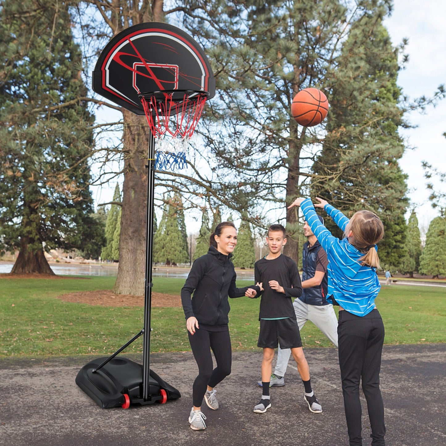 Portable Basketball Hoop Stand with Wheels and 2 Nets Kids Crystal