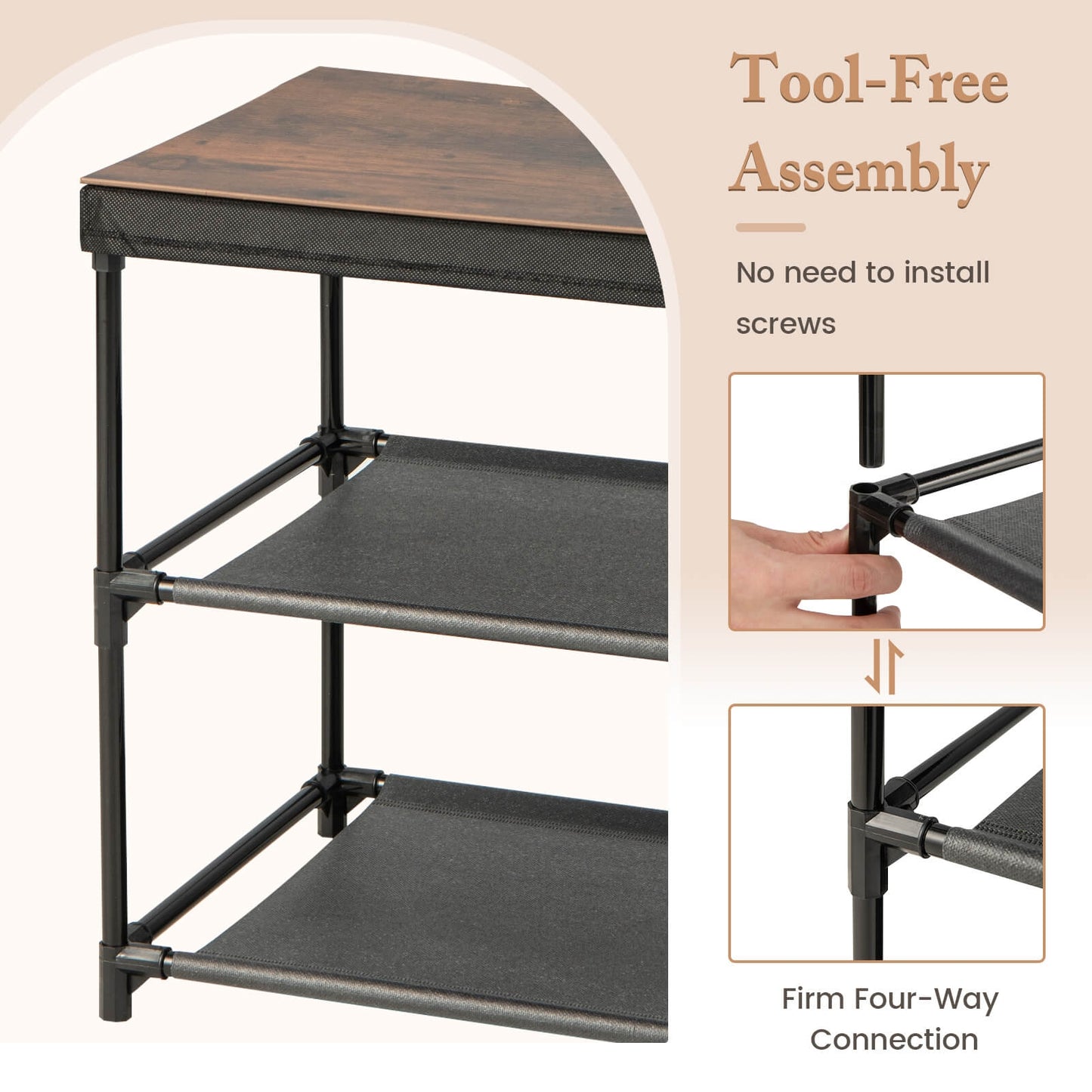 2-Drawer Nightstand with Removable Fabric Bins and Pull Handles-Black Kids Crystal