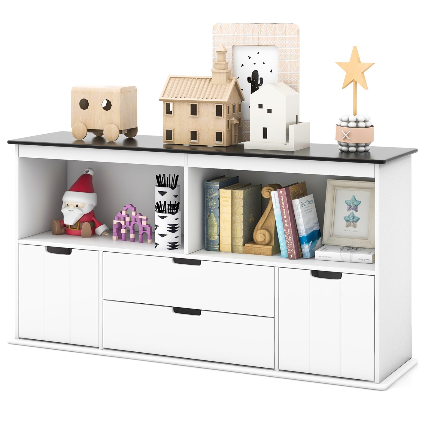 Kids Toy Storage Organizer with Blackboard Top-4-Drawer Kids Crystal